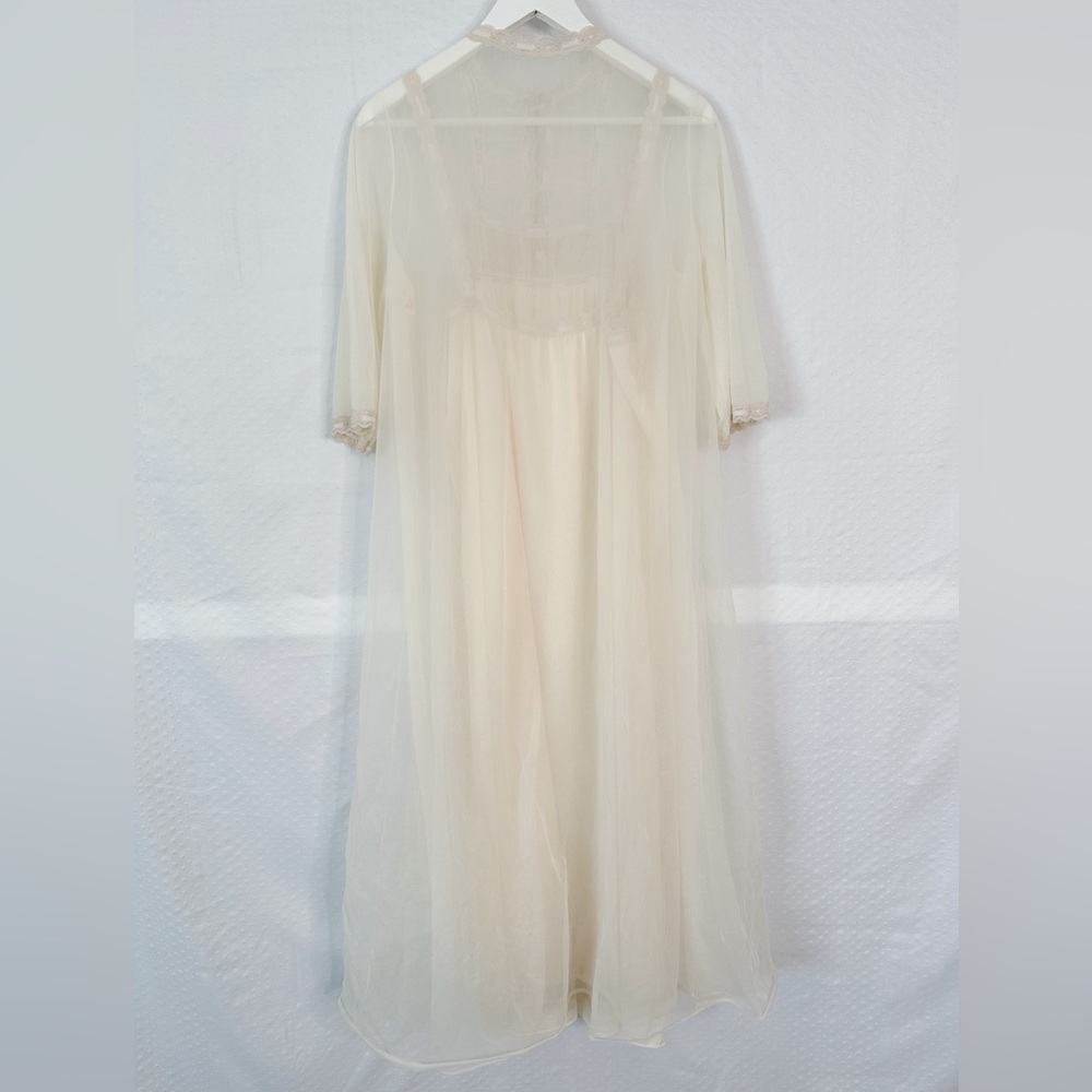 Ethereal Vintage 60s Nylon Peignoir Nightgown Robe Set Small - Picture 5 of 15